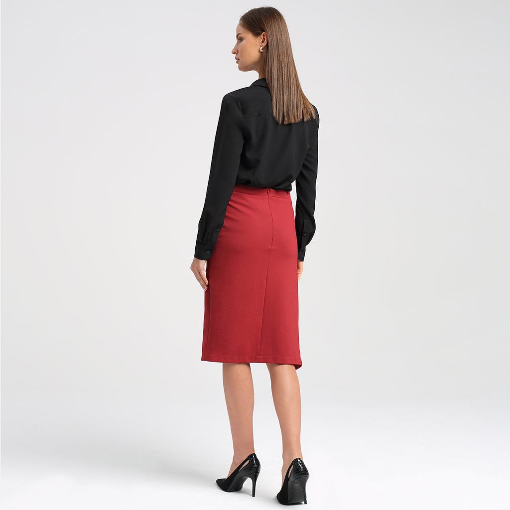 High waisted dark shop red pencil skirt